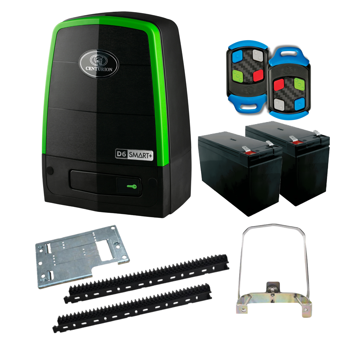 Centurion Systems D6 SMART+ Gate Motor Complete Kit – WiFi Enabled, 600kg Capacity with Anti-Theft Bracket, 4m Nylon Racks & Dual 12V Batteries