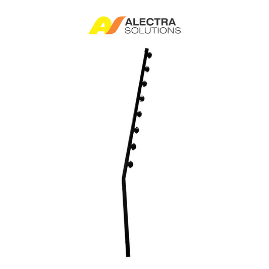 8 Wire Angle Square Tube Black – Angled Electric Fence Bracket for Wall-Top Security