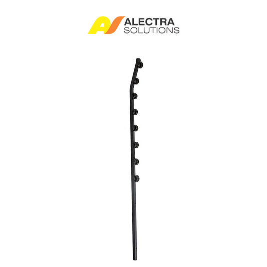 8 Wire Top Angle Square Tube Black – Angled Wall-Top Electric Fence Bracket for High-Security Installations