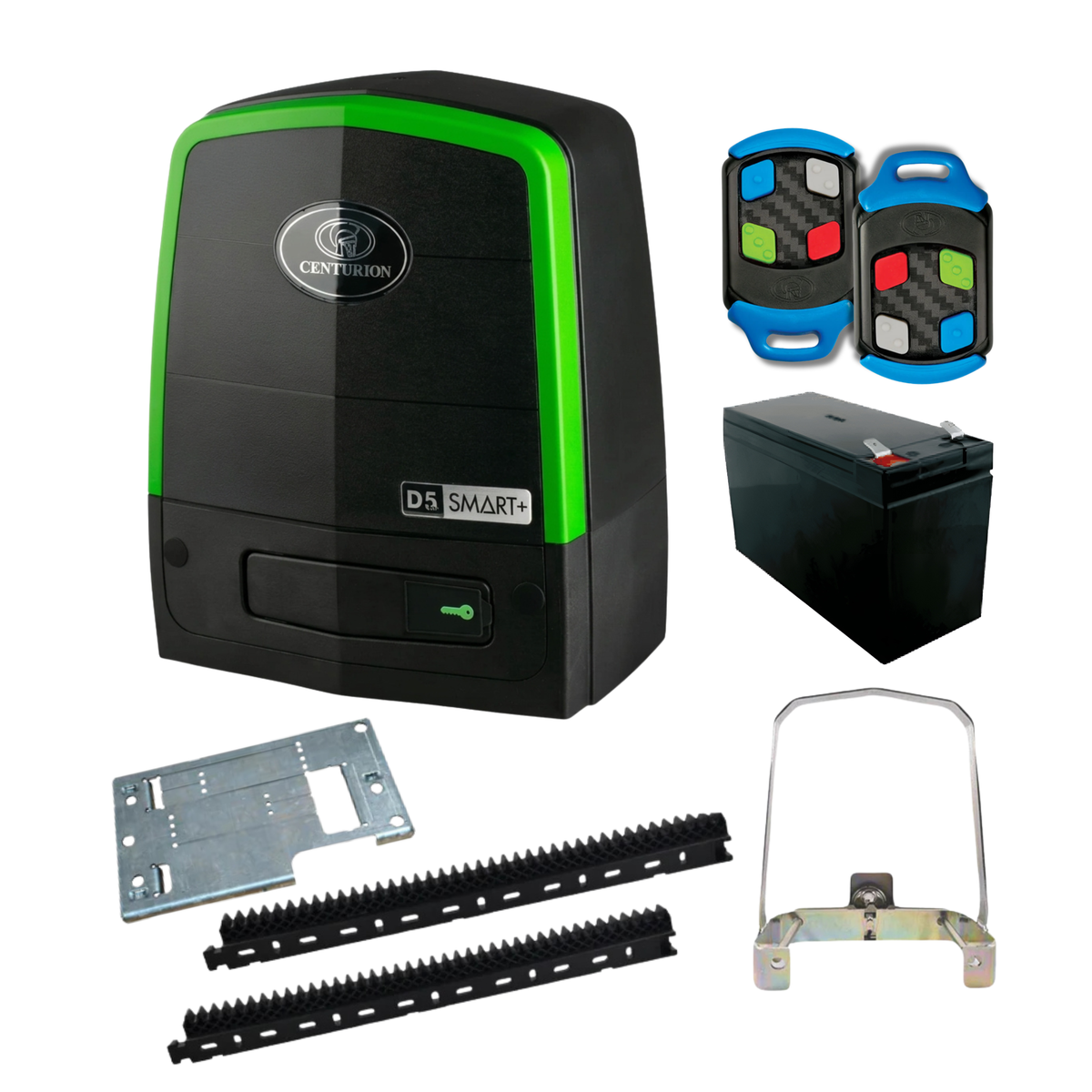 Centurion Systems D5 Evo SMART+ Gate Motor Complete Kit – WiFi Enabled, 500kg Capacity with Anti-Theft Bracket, 4m Nylon Racks & 12V Battery