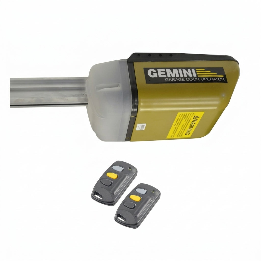 Gemini Sectional Garage Door Motor Kit – 24V DC Residential Overhead Operator with Complete Installation Hardware & Remotes
