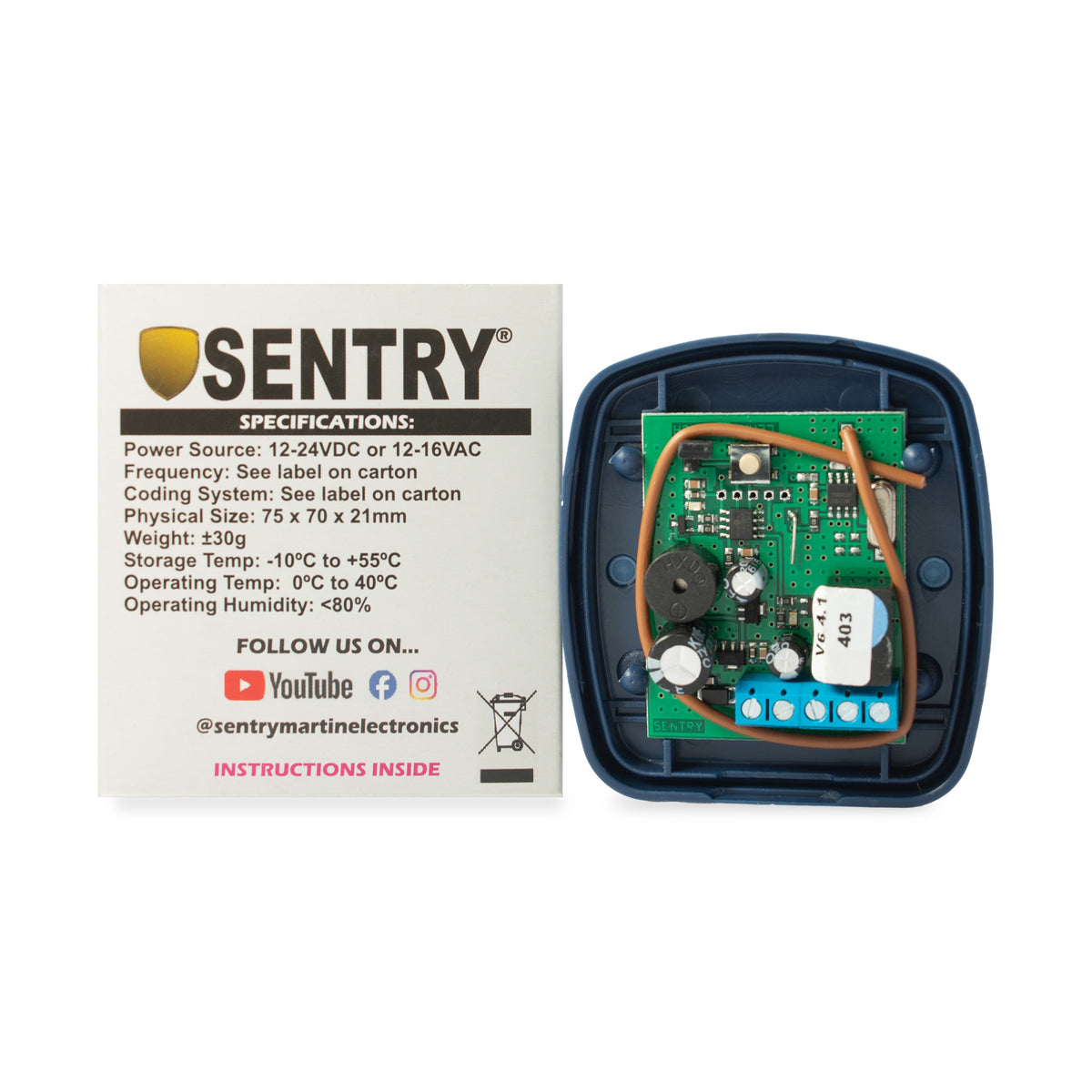 Sentry 1 channel code hopping receiver 403MHz with its carton