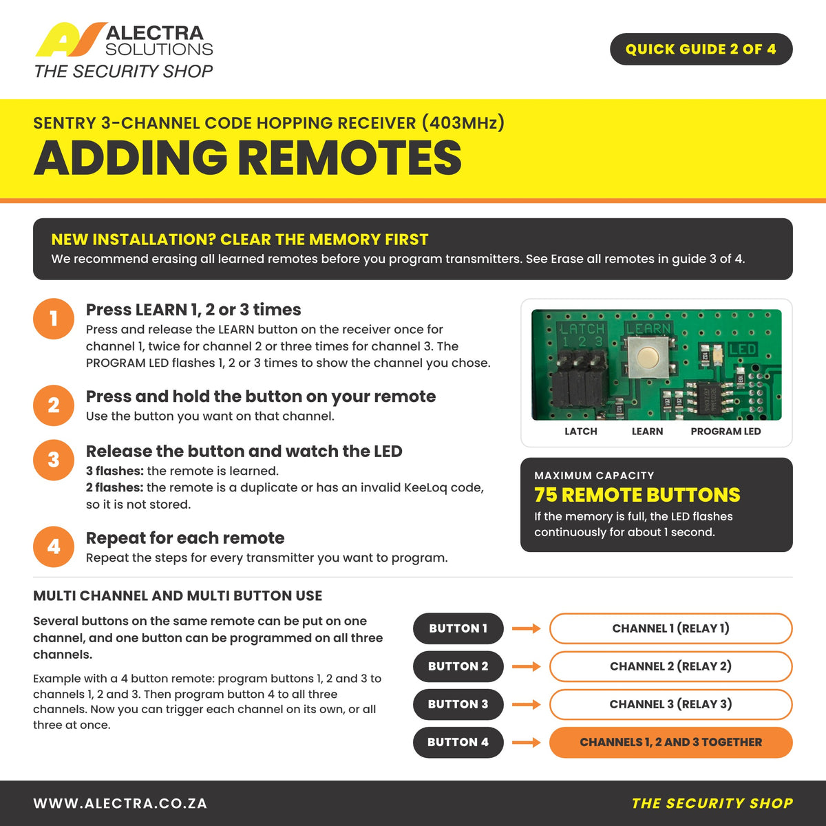 Sentry 3 channel receiver quick guide 2 of 4: adding remotes