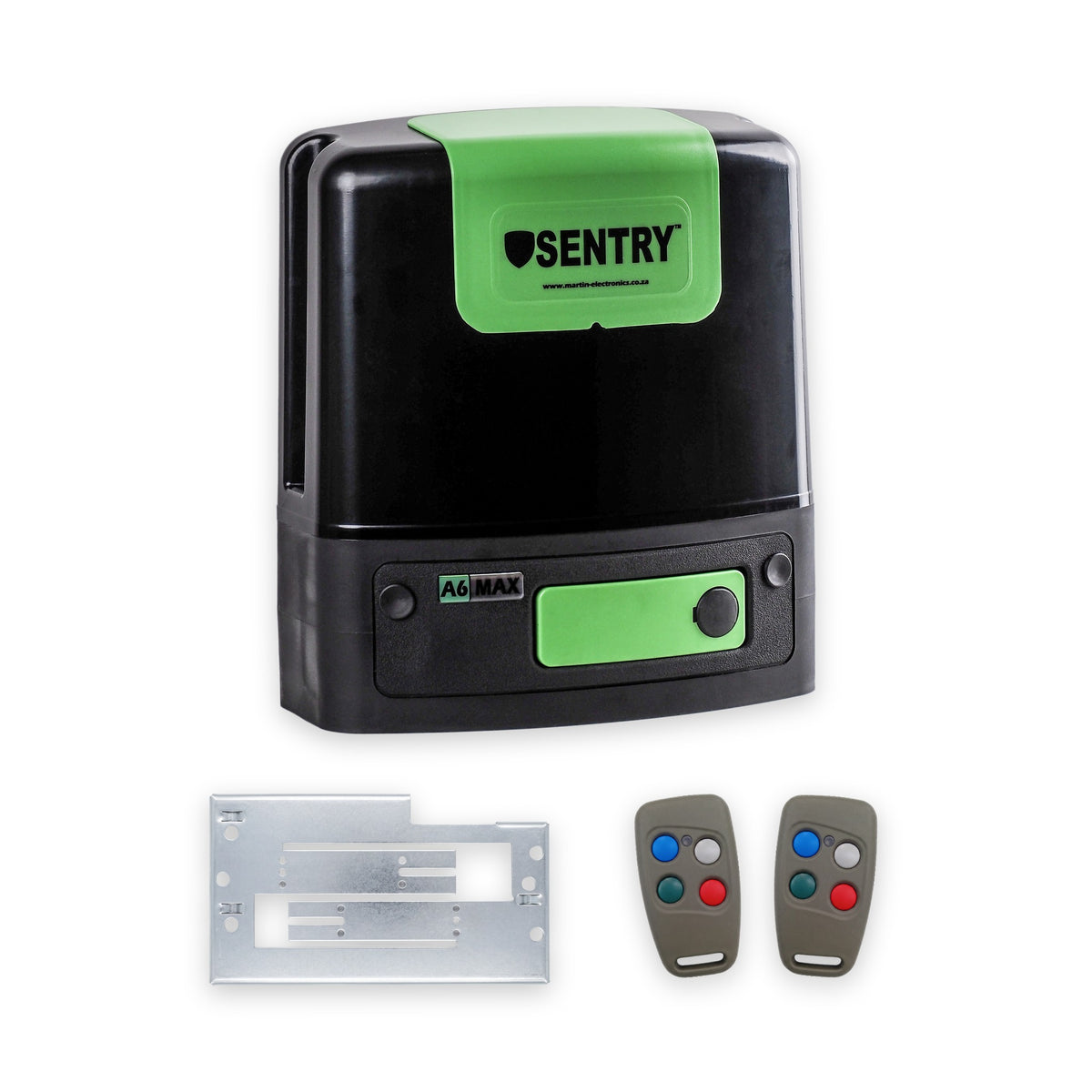 Sentry A6 Max sliding gate motor basic kit with 2 remotes and base plate