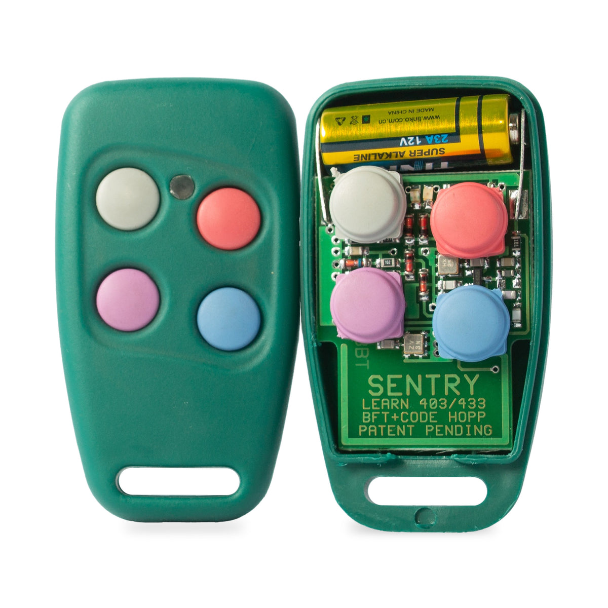 Sentry METX4-D dual frequency remote opened, circuit board and battery