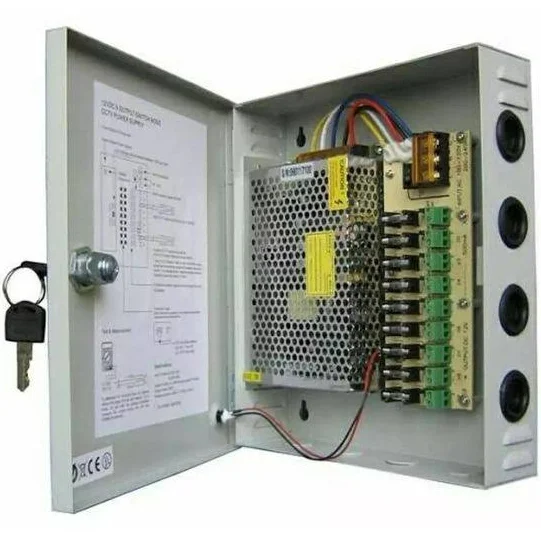 10A 9-Channel CCTV Power Supply with Metal Casing | Secure & Reliable Power for Security Cameras