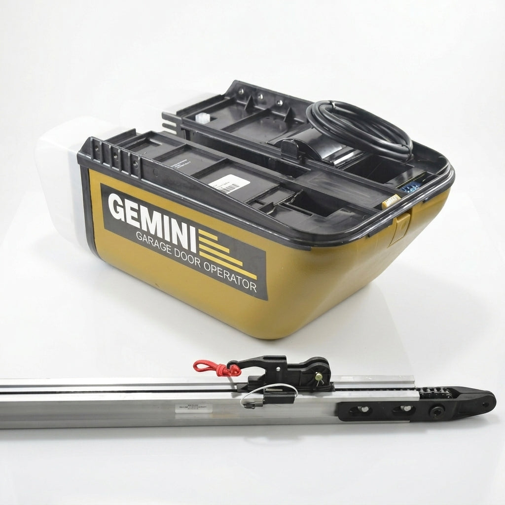 Gemini Sectional Garage Door Motor Kit – 24V DC Residential Overhead Operator with Complete Installation Hardware & Remotes