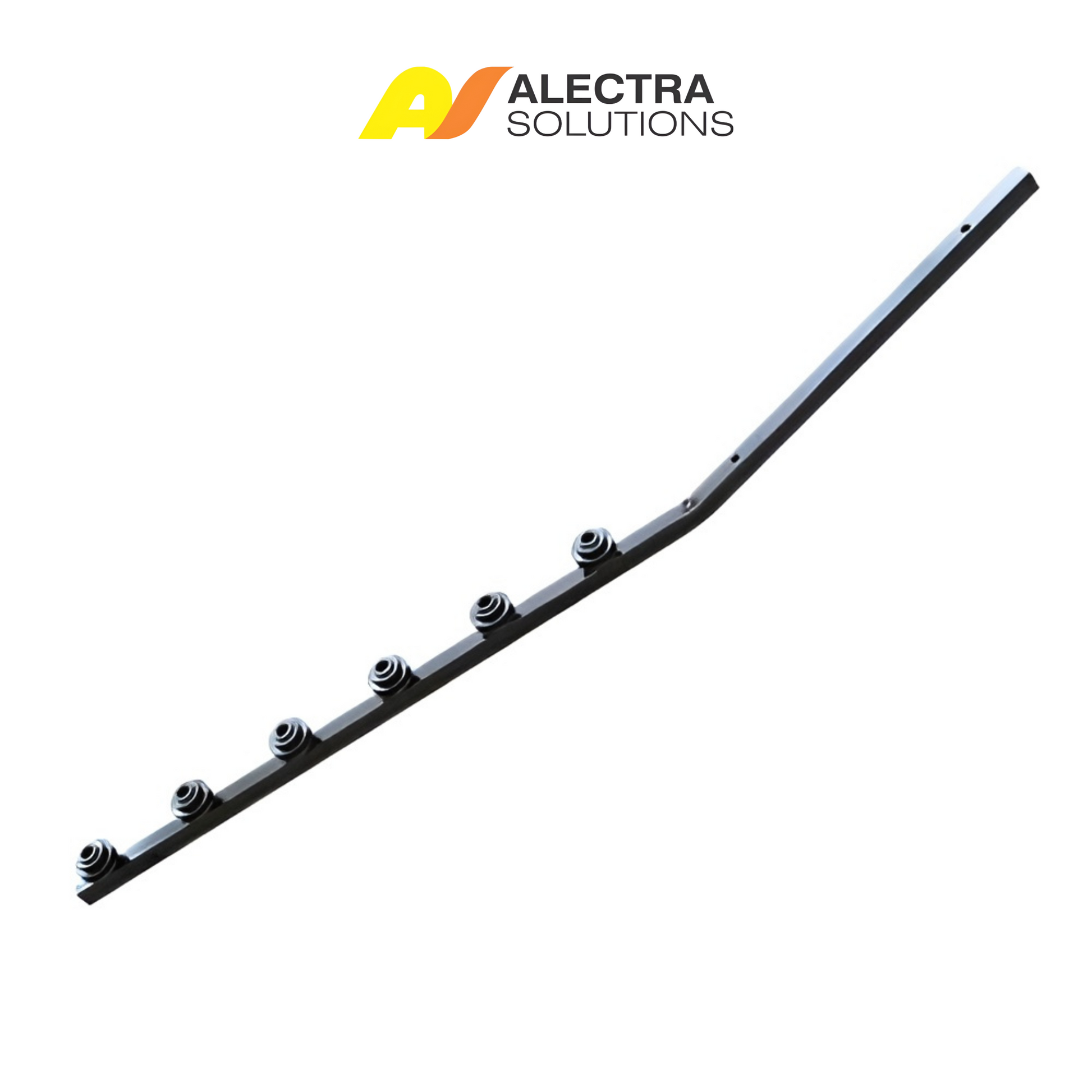 6 Line Angle Square Tube Black – Outward Angled Electric Fence Bracket for Wall-Top Security Installations