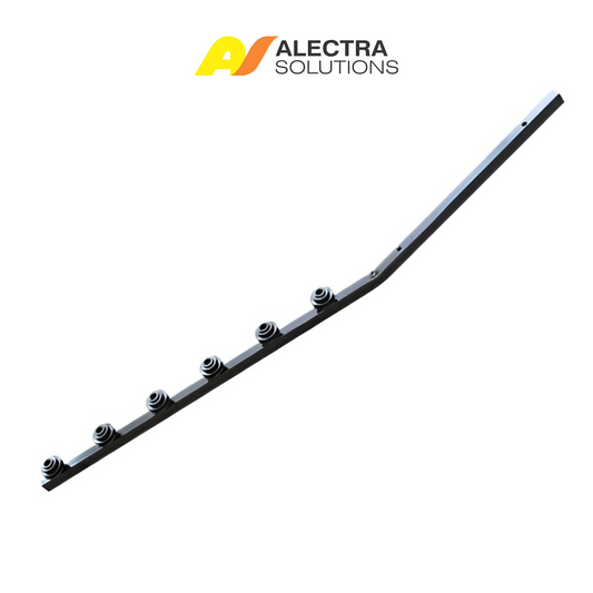6 Line Angle Square Tube Black – Outward Angled Electric Fence Bracket for Wall-Top Security Installations