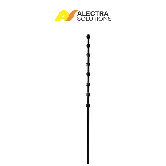 8 Wire Straight Square Tube Black – Wall-Top Electric Fence Bracket with Vertical Wire Layout