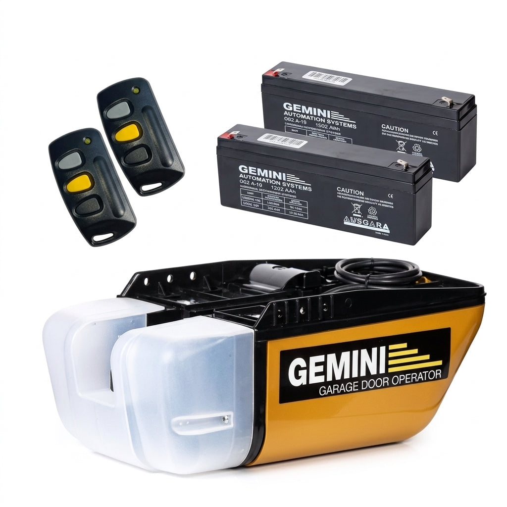 Gemini Sectional Garage Door Motor Kit – 24V DC High-Torque Operator with Heavy-Duty Rail, Battery Backup & 2x Remotes, view 2