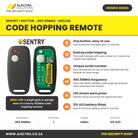 Sentry 1 button code hopping remote 403MHz features and specifications