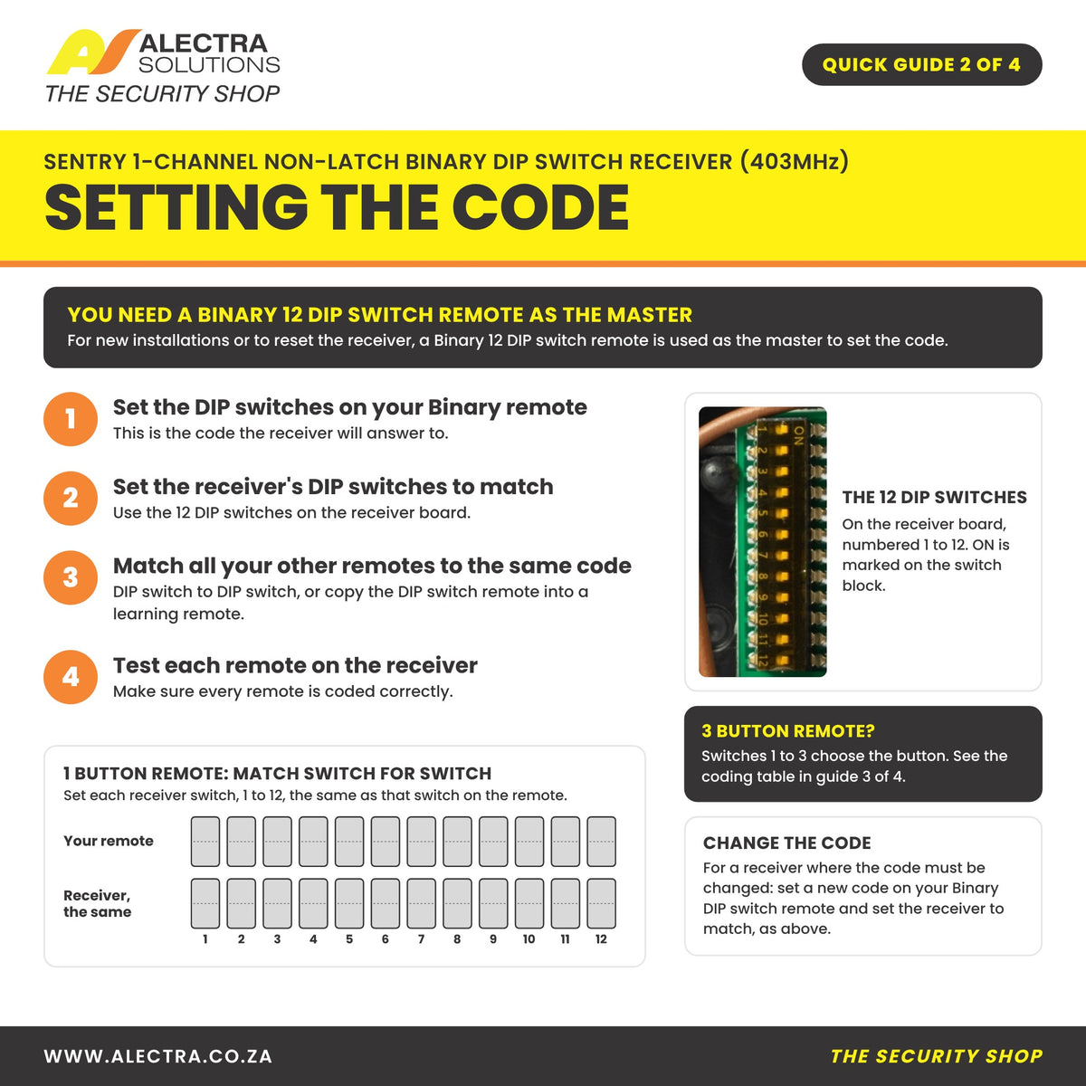 Sentry binary receiver quick guide 2 of 4: setting the code