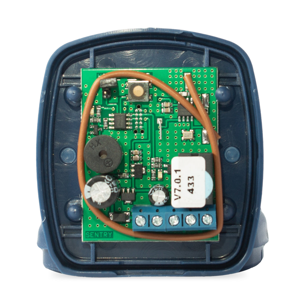 Sentry 1 channel code hopping receiver 433MHz opened, circuit board, relay and terminals