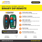 Sentry 3 button binary DIP remote 403MHz features and specifications