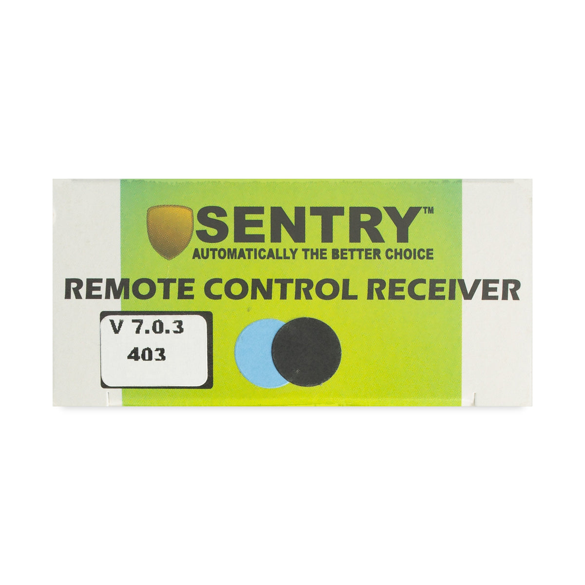Sentry remote control receiver carton label V7.0.3 403