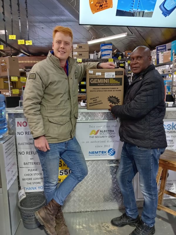Customer collecting Gemini gate motor