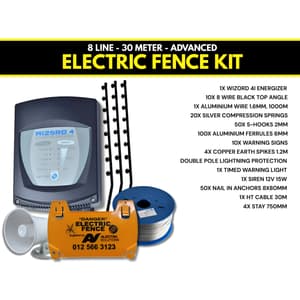 8 Line – 30 Meter Advanced Electric Fence Kit