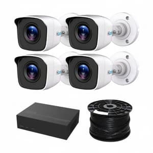 HiLook by Hikvision 4-Channel 2MP Full HD CCTV Security Camera Kit Complete 4-Camera Wired Surveillance System