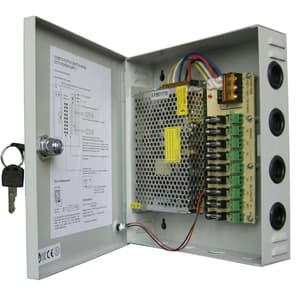 12V 10A 9-Channel CCTV Power Supply Box with Metal Casing & PTC Fuses (120W)