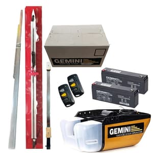 Gemini Sectional Garage Door Motor Kit – 24V DC High-Torque Operator with Heavy-Duty Rail, Battery Backup & 2x Remotes